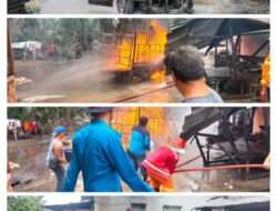Polsek Bosar Maligas Bantu Evakuasi Korban Kebakaran Mobil yang dipicu Rokok